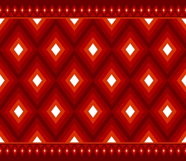 Orange Red Symmetry Rhomboid Geometric Ethnic Seamless Pattern Design Eastern — 图库矢量图片