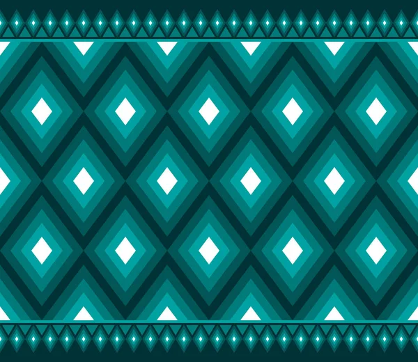 Green Symmetry Rhomboid Geometric Ethnic Seamless Pattern Design Inglês Estilo — Vetor de Stock