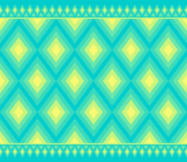 Yellow Turquoise Symmetry Rhomboid Geometric Ethnic Seamless Pattern Design Eastern — Stock Vector