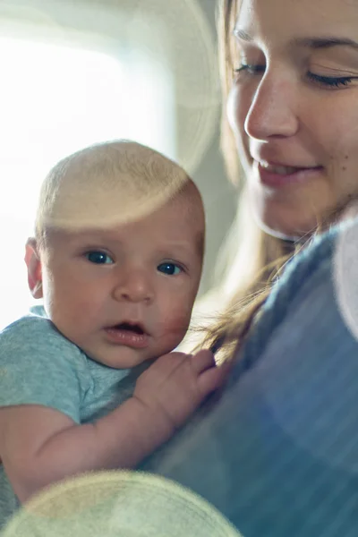 Cute newborn baby serie with pastel bokeh filter — Stock Photo, Image