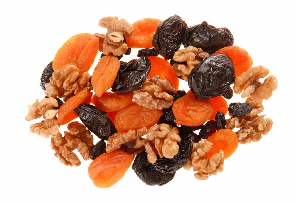 Dried fruits and walnuts. — Stock Photo, Image