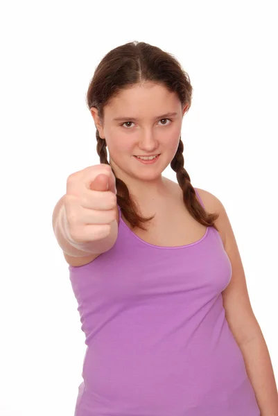 A girl shows gesture of contempt. — Stock Photo, Image