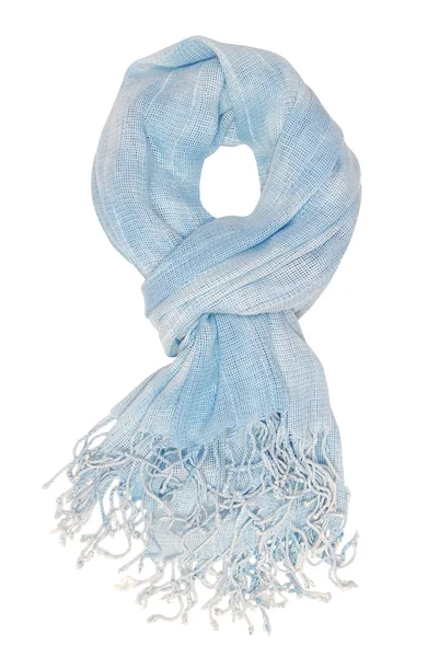 It is a light blue scarf with fringe. — Stock Photo, Image