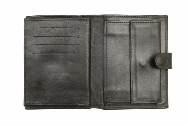 Black leather wallet — Stock Photo, Image