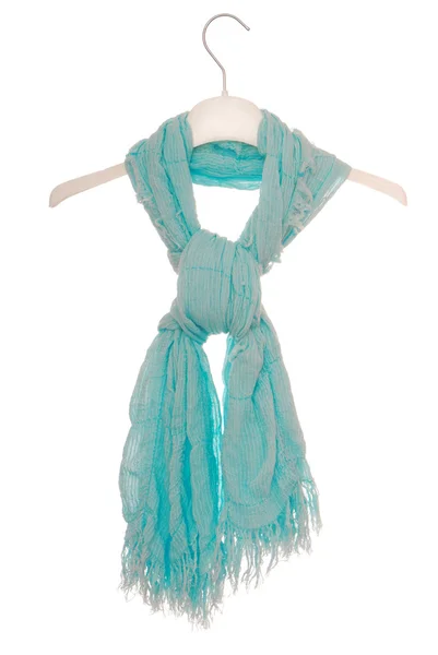 Aquamarine scarf on hanger — Stock Photo, Image