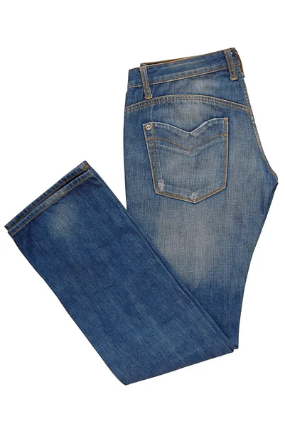 Folded blue jeans — Stock Photo, Image