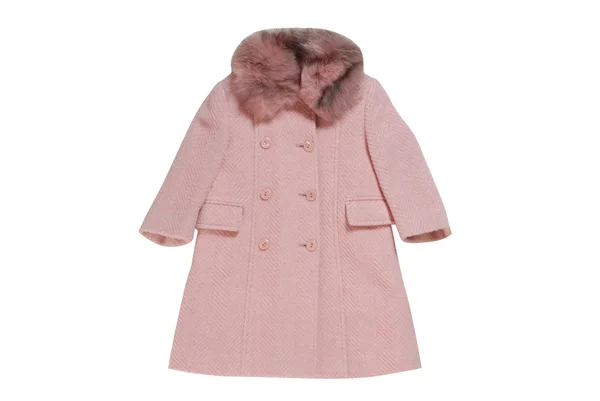 Child's pink overcoat with fur. — Stock Photo, Image