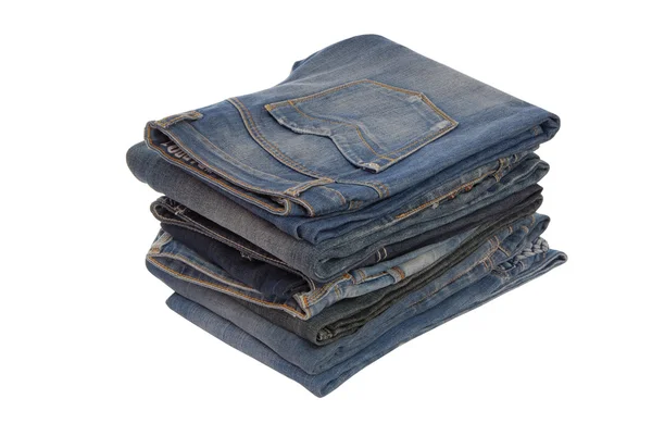Un mucchio di jeans blu — Foto Stock