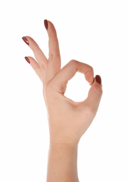 Woman's hand shows OK sign. — Stock Photo, Image