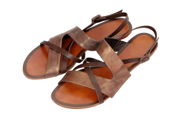 Plážové sandály z kůže, bronzový — Stock fotografie