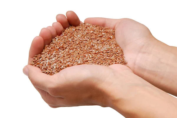 Handful of flax-seed — Stock Photo, Image