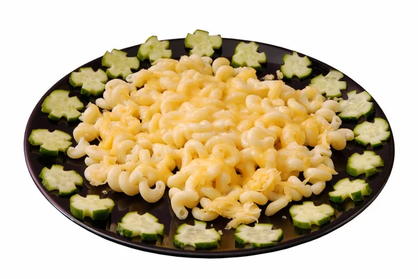 Makarna peynir ve salatalık — Stok fotoğraf