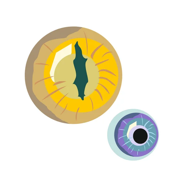 Réptil mágico ou olhos de cobra, atributos de feiticeiro para halloween. Desenhos animados ilustração vetorial —  Vetores de Stock