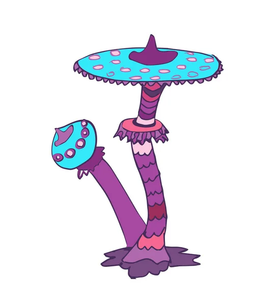 Beyaz arka planda sihirli mantarların fantezi dekoratik ikonu. El yapımı konsept. Vektör illüstrasyonu.