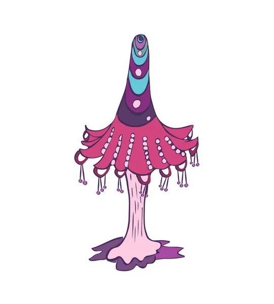 Beyaz arka planda sihirli mantarın fantezi dekoratik ikonu. El yapımı konsept. Vektör illüstrasyonu.