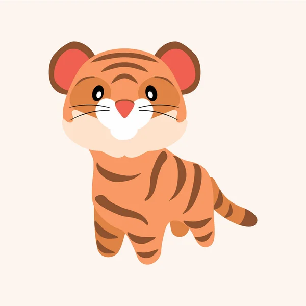 Симпатичный полосатый тигр. Счастливого китайского Нового 2022 года и Рождества. Печать детских футболок, поздравительных открыток, плакатов. Векторная иллюстрация — стоковый вектор