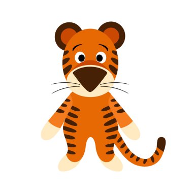 Çizgili kaplan çizgileri güzelmiş. Mutlu Çin Yeni Yılı 2022 ve Mutlu Noeller. Çocuk tişörtleri, tebrik kartları, posterler için baskı. Vektör illüstrasyonu.