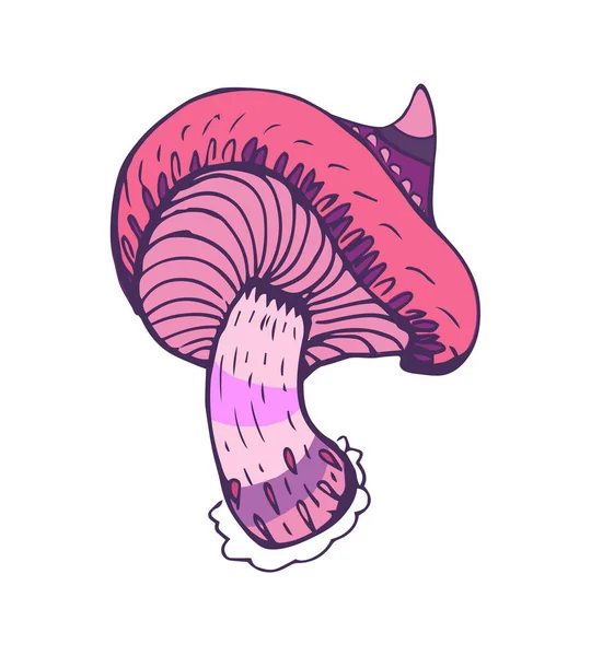 Beyaz arka planda sihirli mantarın fantezi dekoratik ikonu. El yapımı konsept. Vektör illüstrasyonu.