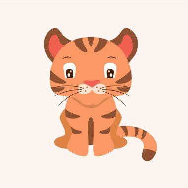 Çizgili kaplan çizgileri güzelmiş. Mutlu Çin Yeni Yılı 2022 ve Mutlu Noeller. Çocuk tişörtleri, tebrik kartları, posterler için baskı. Vektör illüstrasyonu