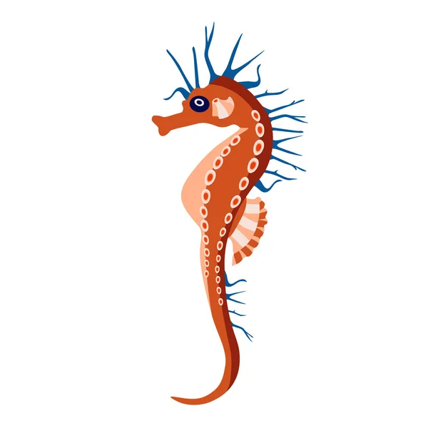 Beyaz arka planda deniz atı renkli simge. Dövme tasarımı için güzel bir siluet, düğün kartı, moda süsleri, logo, çocuklar, desen. Vektör illüstrasyonu.