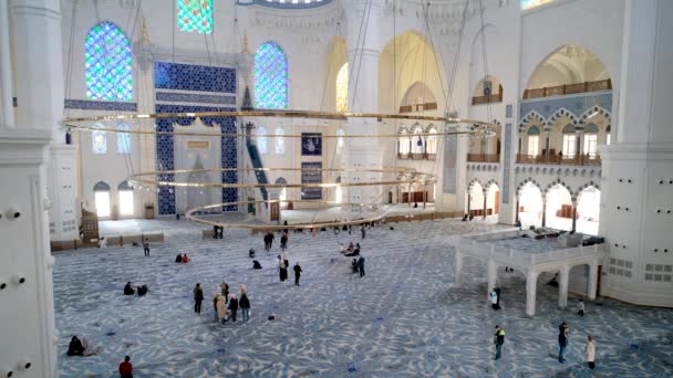 Istanbul Turquia Maio 2022 Detalhe Interior Grande Mesquita Camlica Maior — Vídeo de Stock