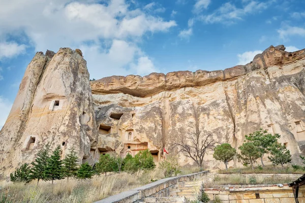 Low Angle Shot Cavusin Church Nevsehir Turkey — 스톡 사진