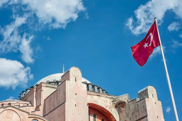 Hagia Sophia Mosque Turkish Flag — Stock fotografie