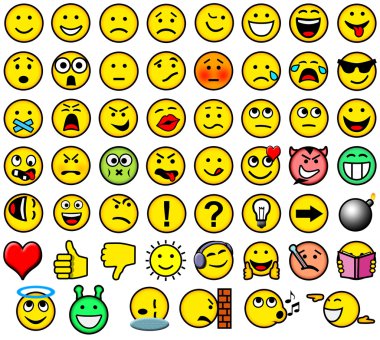 Klasik retro tarzı 54 smiley simgeleri