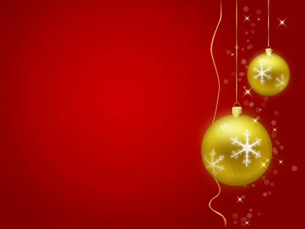 Altın christmas dekorasyon kırmızı arka plan ile — Stok fotoğraf