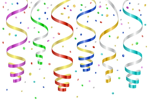 Confetti y serpentinas, serpentinas rizadas — Vector de stock