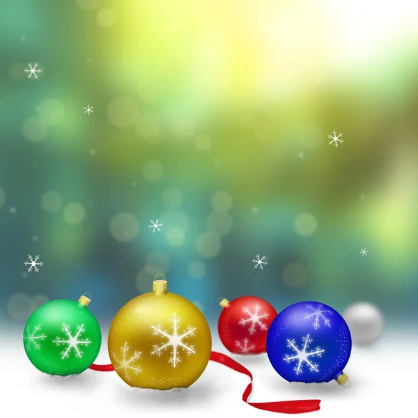 Vánoční dekorace se sněhem a bokeh — Stock fotografie