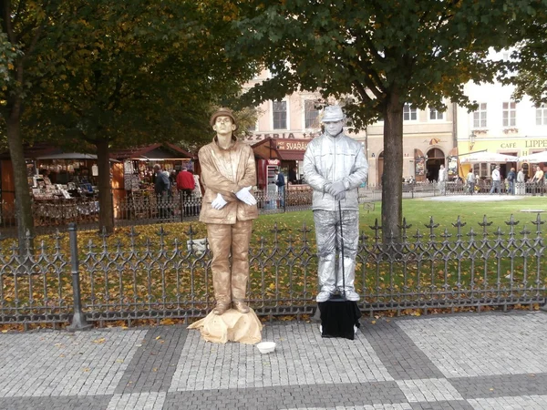 Estatuas vivas en calles de Praga, República Checa (2013-10-21 ) —  Fotos de Stock