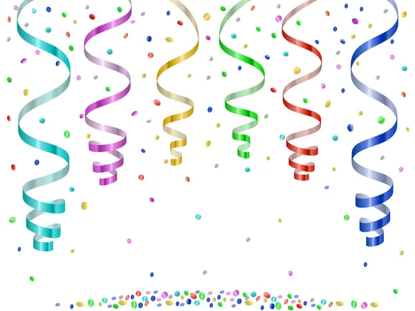 Confettis et serpentines, banderoles frisées — Image vectorielle
