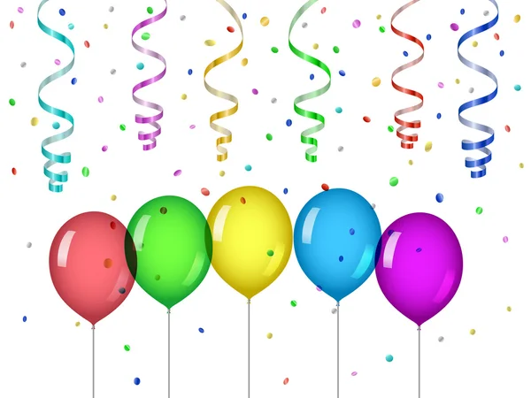 Confetti y globos de fiesta — Vector de stock