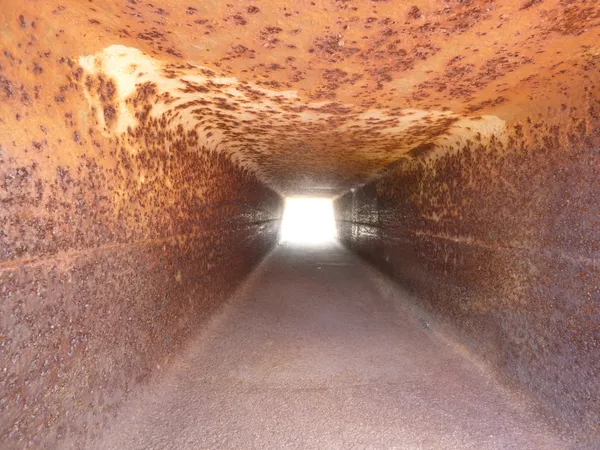 Roestig ijzer tunnel — Stockfoto