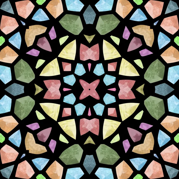 Mosaico de vidrio caleidoscópico sin costura generado contrata textura — Foto de Stock