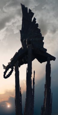 Statue in silhouette concept clipart