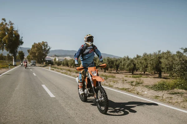 Almeria Spain May 5Th 2021 Motocross Rider Riding Road Dunlop - Stock-foto