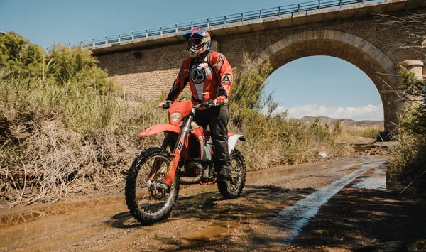 Almeria Spain May 5Th 2021 Motocross Riders Riding River Nature — ストック写真