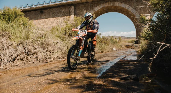 Almeria Spain May 5Th 2021 Motocross Riders Riding River Nature - Stock-foto