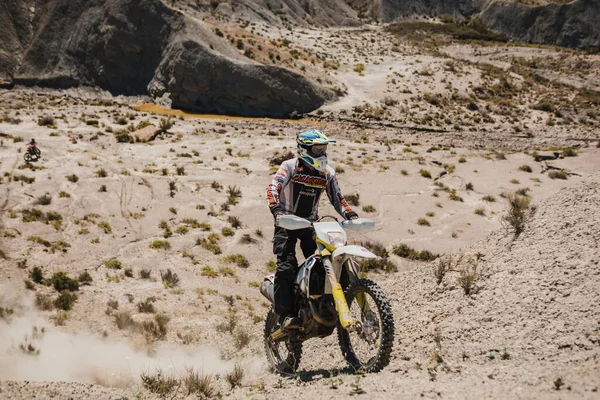 Almeria Spain May 5Th 2021 Motocross Rider Riding Tabernas Desert — ストック写真