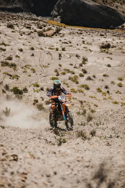 Almeria Spain May 5Th 2021 Motocross Rider Riding Tabernas Desert — Stok fotoğraf