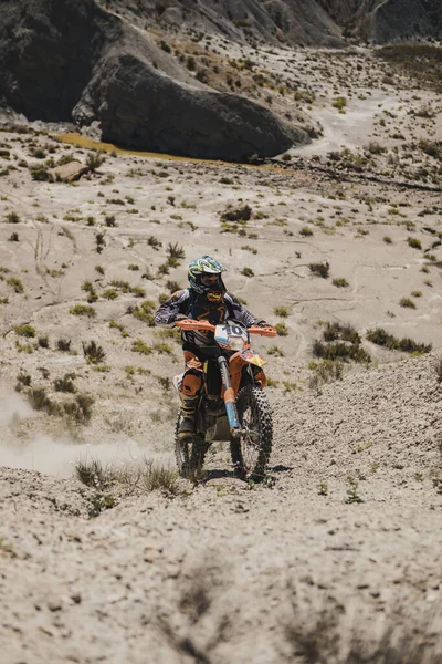 Almeria Spain May 5Th 2021 Motocross Rider Riding Tabernas Desert — Stok fotoğraf