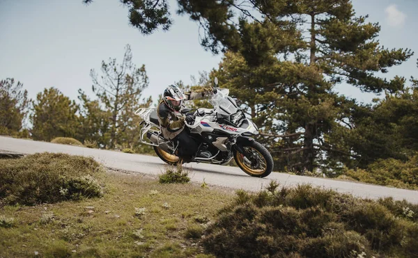 Sierra Los Filabres Spain May 5Th 2021 Motorbike Rider Riding — Stok Foto