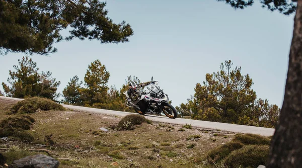 Sierra Los Filabres Spain May 5Th 2021 Motorbike Rider Riding — Stock Photo, Image