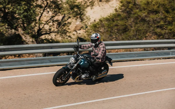 Almeria Espanha Maio 2021 Homem Montando Uma Motocicleta Bmw Ninet — Fotografia de Stock