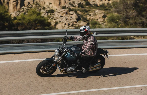 Almeria Espanha Maio 2021 Homem Montando Uma Motocicleta Bmw Ninet — Fotografia de Stock