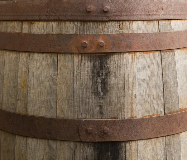 Wooden Barrel Wine Steel Ring Clipping Path Included — Stock Photo, Image