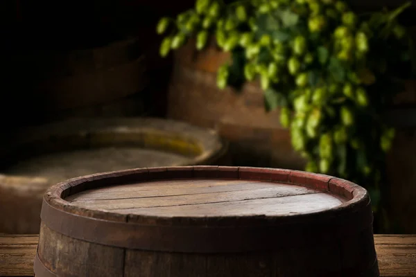 Verre Bière Légère Sur Pub Sombre — Photo