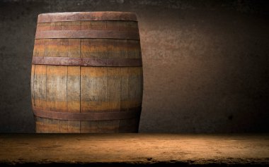 Çelik yüzük ile şarap için tahta fıçı. kırpma yolunu dahil.